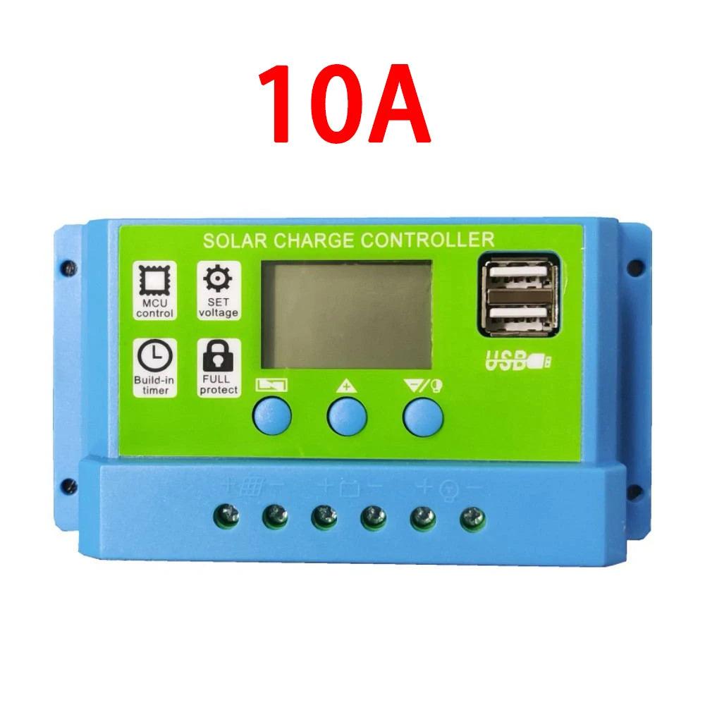 30A 20A 10A Solar Panel Controller 12V/24V Battery Charge Regulator 2USB 10A~100A Photovoltaic Cell Panel Charger Regulator Solar Regulator