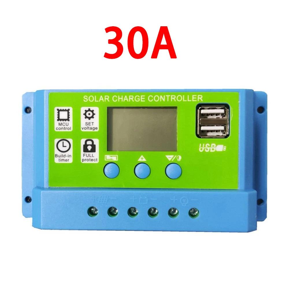 30A 20A 10A Solar Panel Controller 12V/24V Battery Charge Regulator 2USB 10A~100A Photovoltaic Cell Panel Charger Regulator Solar Regulator