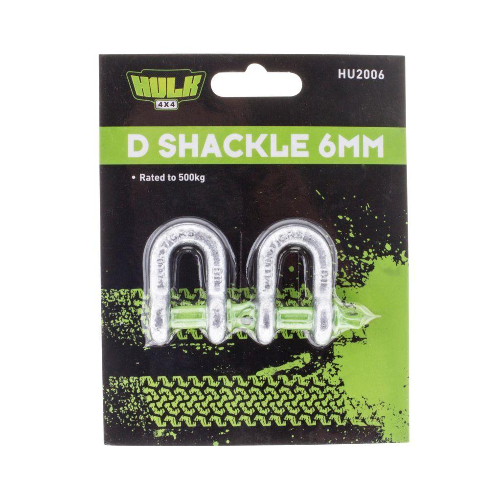 D Shackle 6mm 500kg (2pk)