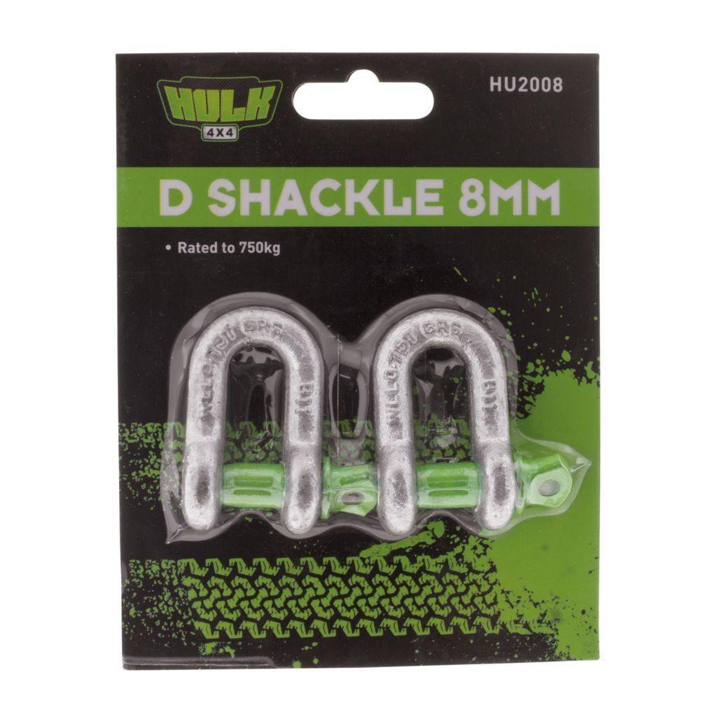 D Shackle 8mm 750kg (2pk)