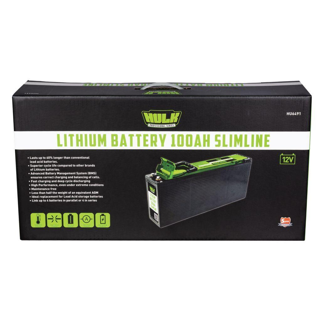 HULK Pro 100Ah Slimline Lithium Battery Lifepo4 12