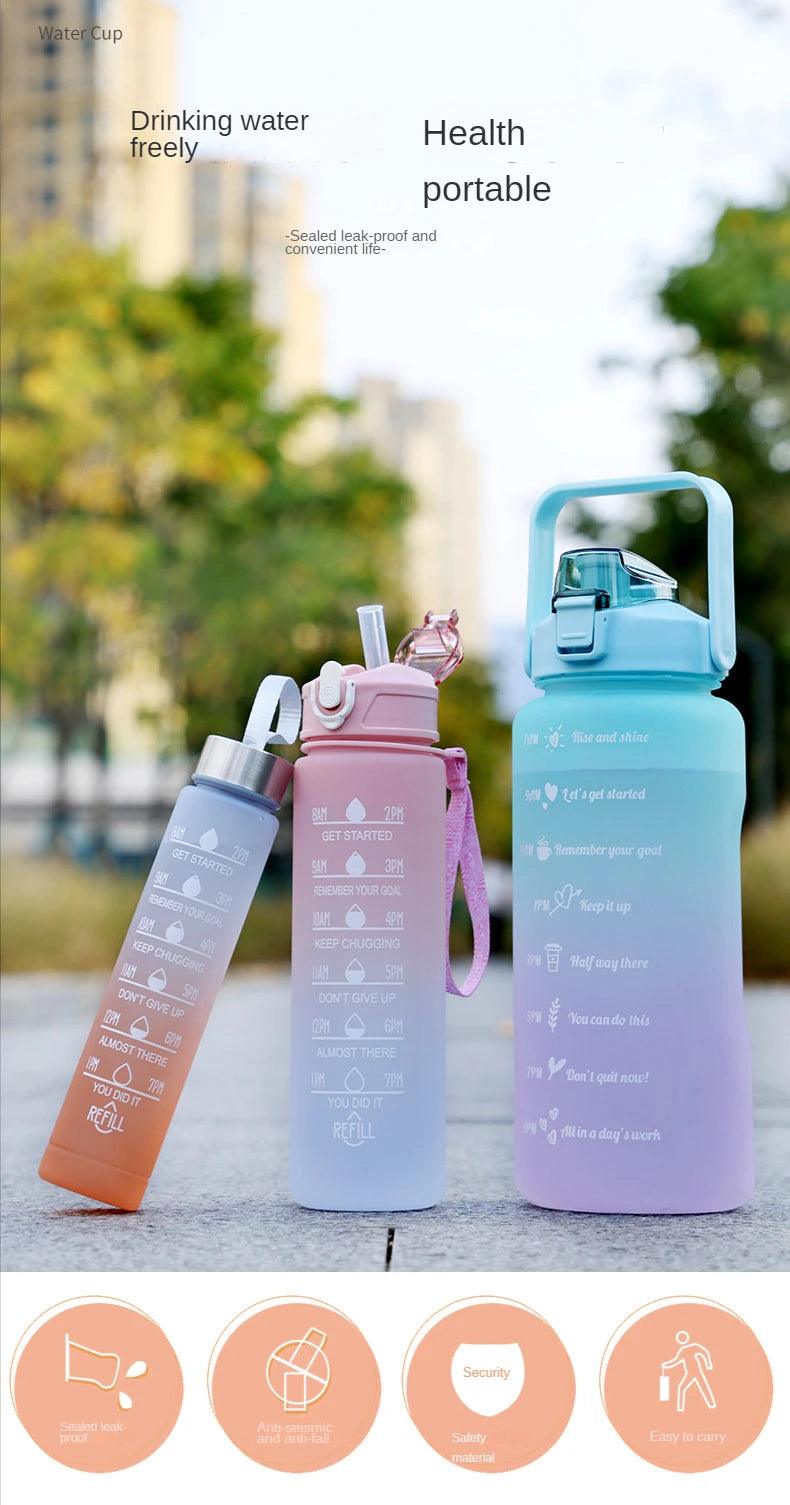 Water Bottle Motivational Drinking Bottle Sports Water Bottle With Time Marker Portable Reusable Plastic Cups Outdoor Travel Gym