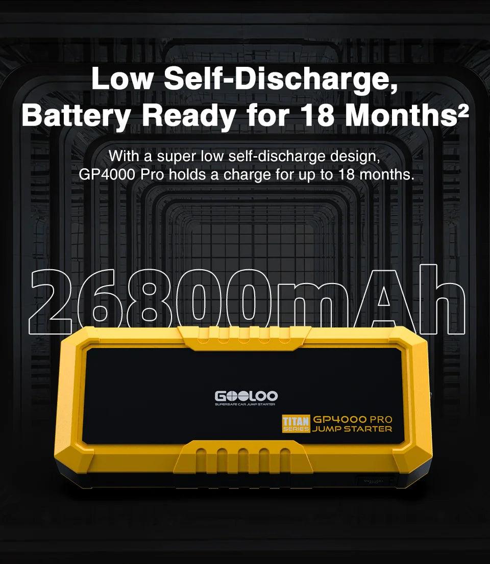 4000A Start Power Bank 26800mAh Jump Starter Car Booster External Battery 12V Starting Device for Petrol Diesel Powerbank