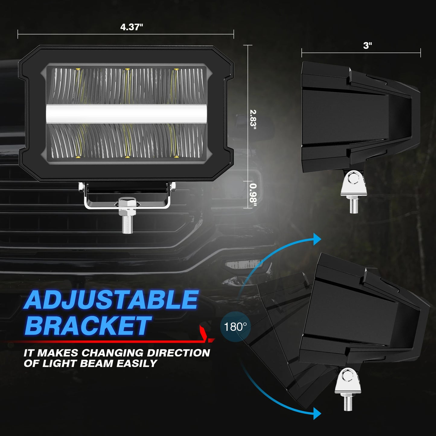 2 Pcs 5inch led Work Lights Borderless Pod Lights LED Driving Fog Lights headlights for 4X4 4WD Off-road ATV UTV Trucks