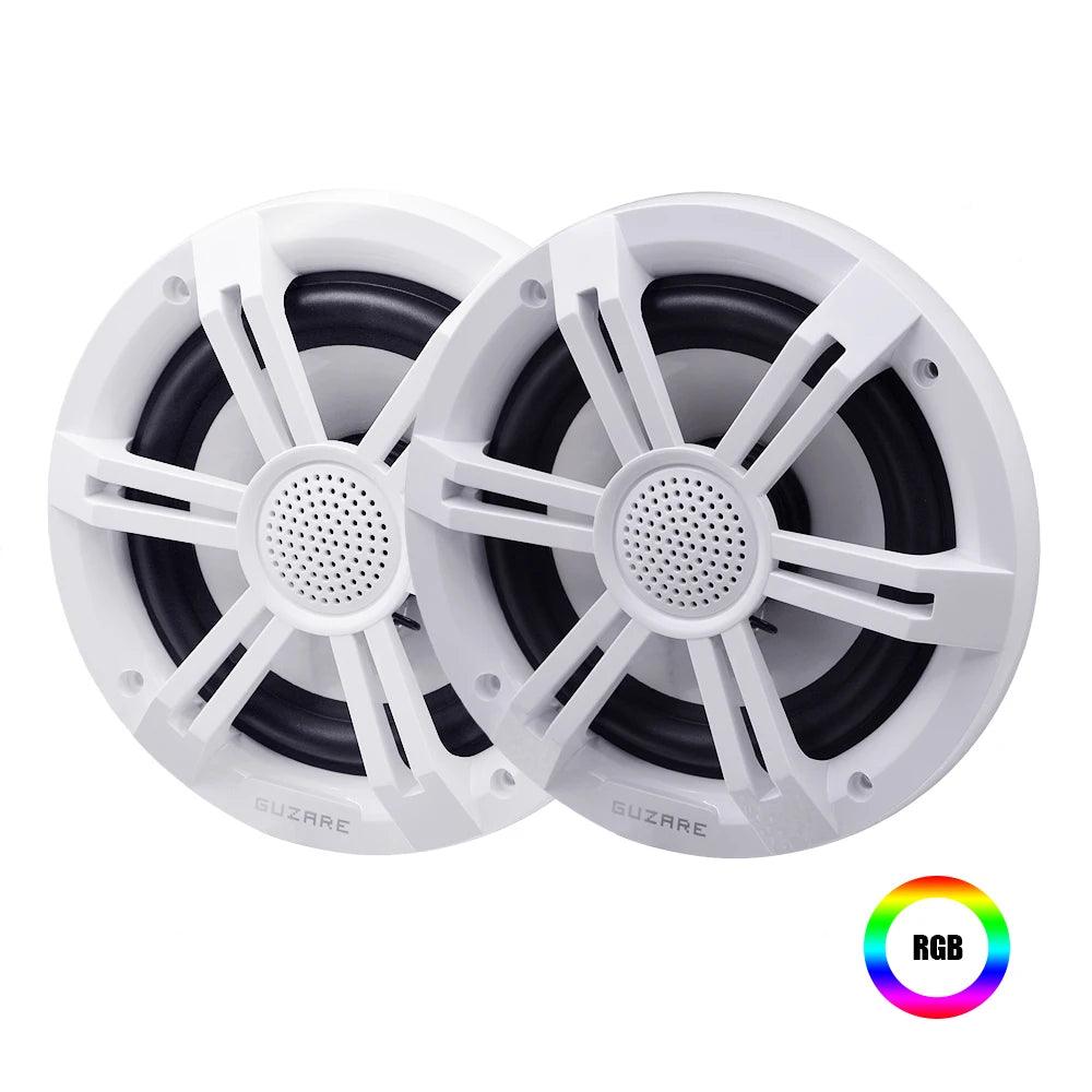 Marine RGB Speakers, 6.5-inch,150Watts*2-Way,2Pcs, White,IP66 Waterproof,Made for Boats & Parties