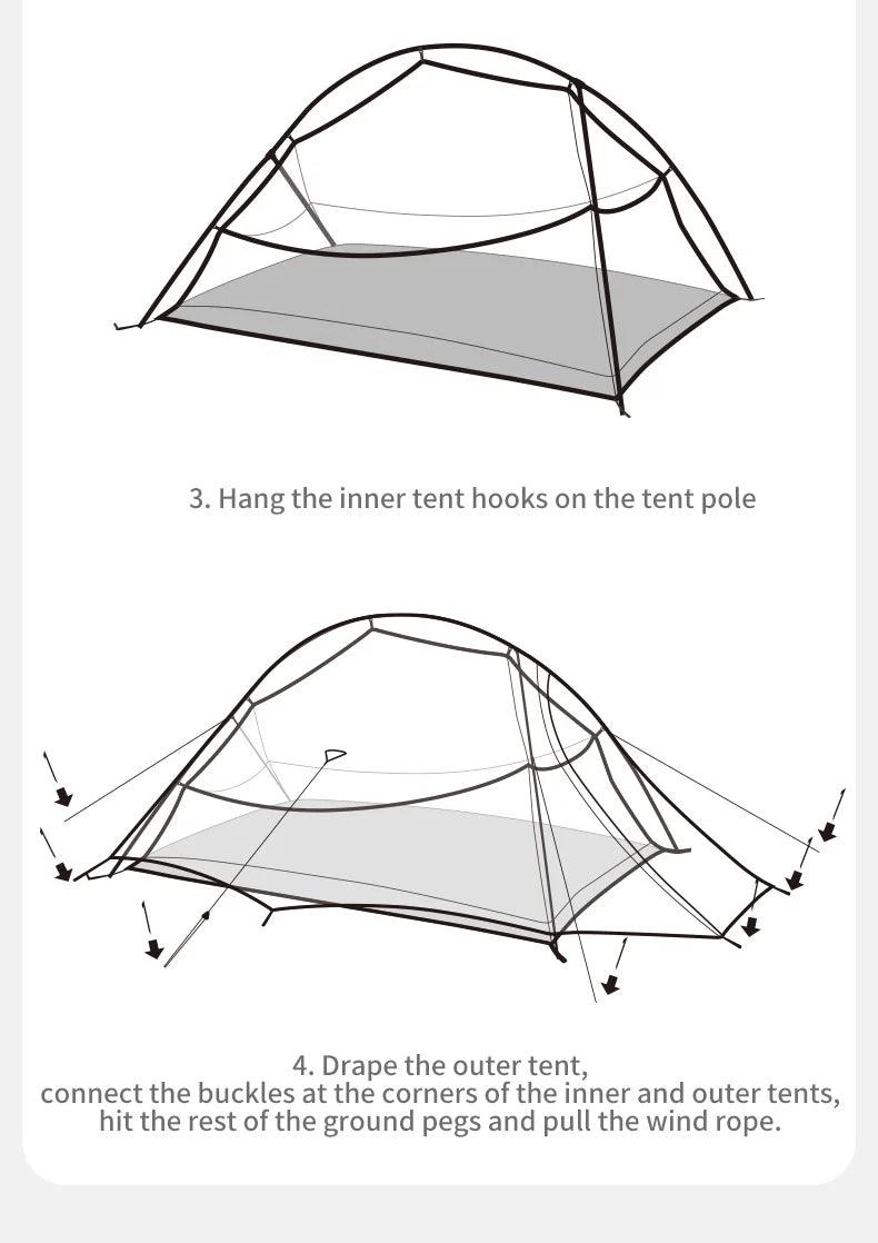 Naturehike Cloud up series tents Pro 2 Person 20D Nylon Waterproof Ultralight Camping Tent