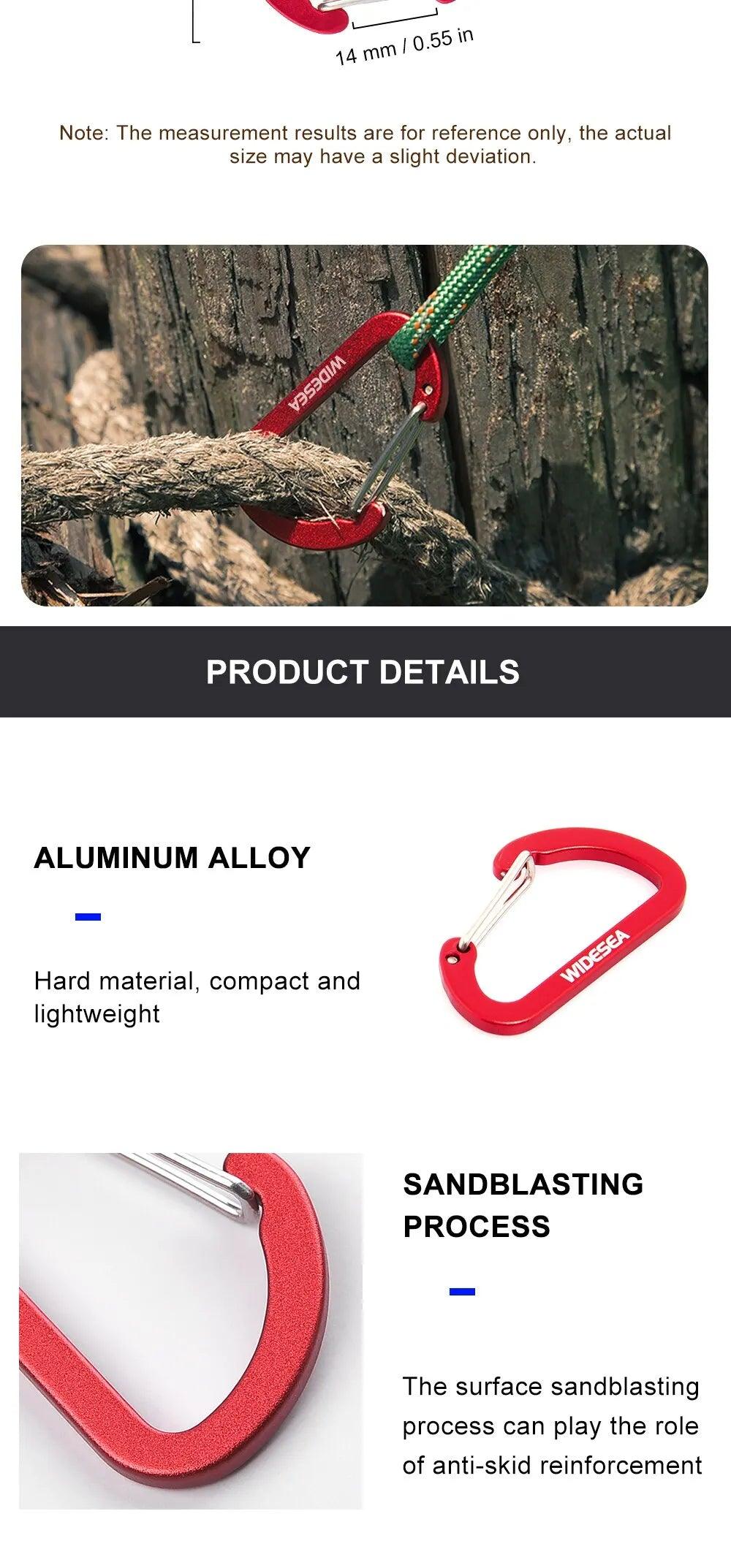 Widesea 4pcs Camping Hiking Mountaineering Buckle Aluminium Alloy Cord Buckles Equipment Outdoor Tents Accessory