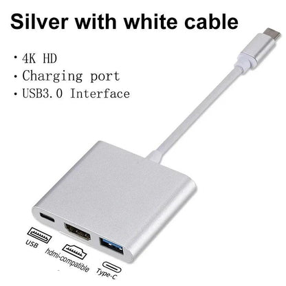 3 IN 1 USB C to HDMI-Compatible Adapter USB 3.1 Hub Type C Charging Converter for Samsung S23 Ultra Huawei Xiaomi Laptop Macbook