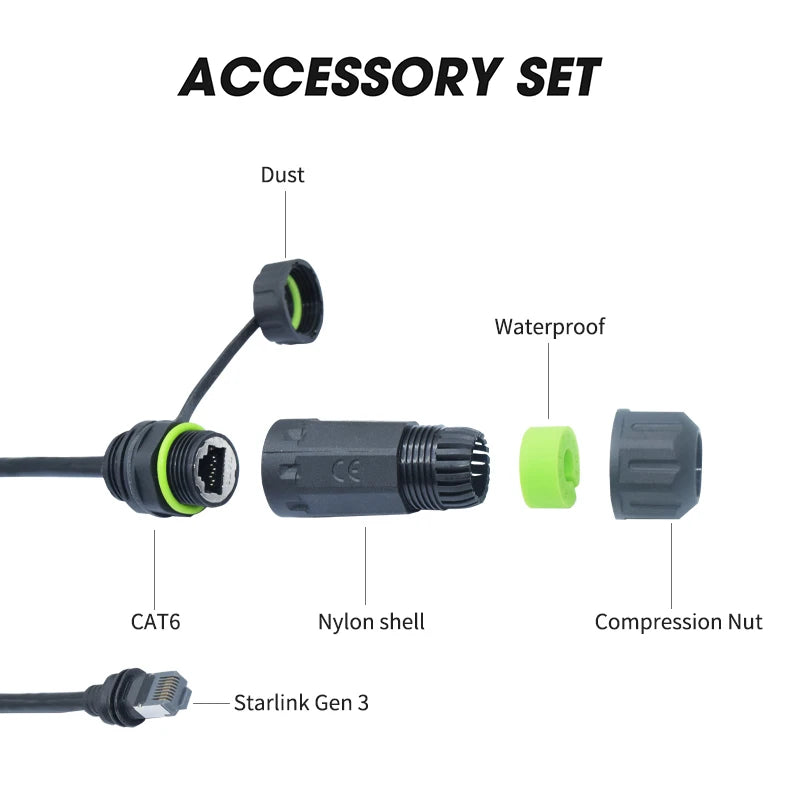 50/100cm Starlink Ethernet Adapter Gen 3 Mini Starlink Cable Extension to RJ45 Coupler Waterproof with Starlink Gen 3 Dish