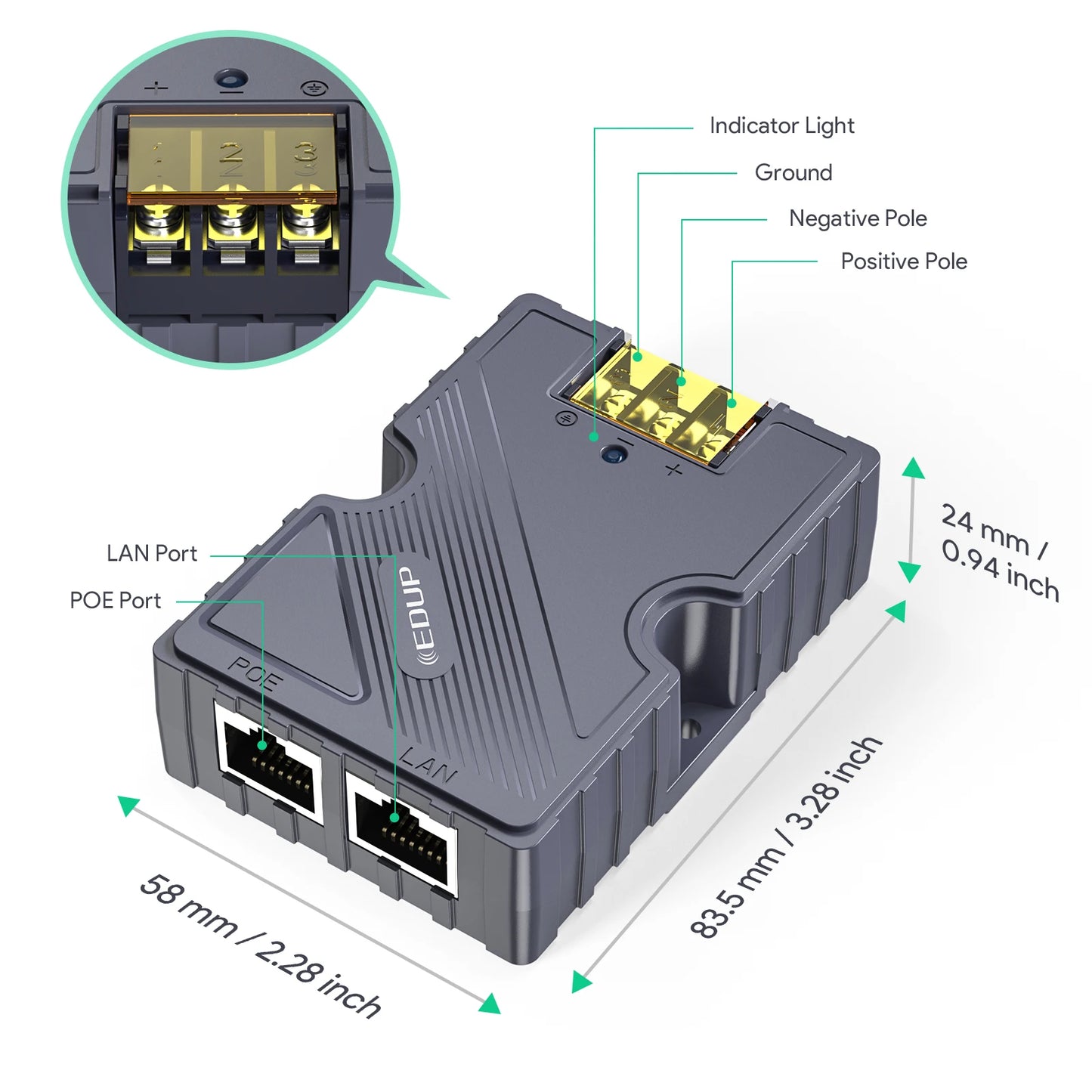 EDUP 150W Starlink GigE PoE Injector DC Step UP Converter 12V to 48V for StarLink Dish V2 Internet Kit to Router PC Outdoor RV