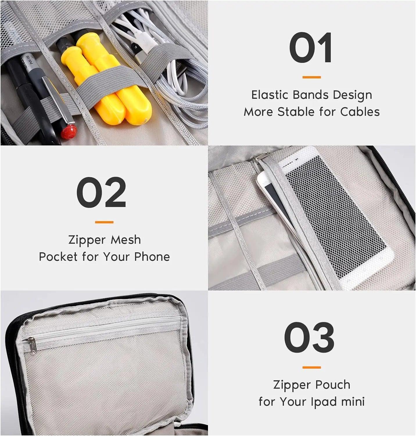 Cable Storage Bag Waterproof Digital Electronic Organizer Portable USB Data Line Charger Plug Storage Bag Travel Cable Organizer