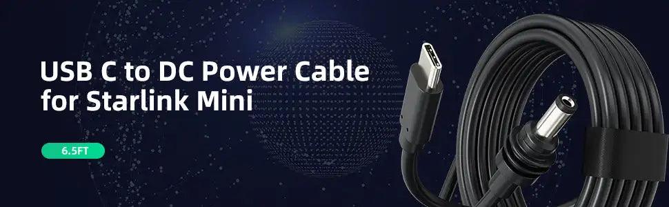 2M/6.5FT Starlink Mini USB C to DC Power Cable USB Type-C Input to Waterproof Barrel Jack Charging Cord for 65W+ PD Source