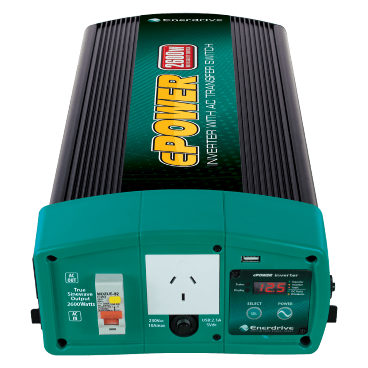 ePOWER 2600W 12V True Sine Wave Inverter with AC Transfer & Safety ...